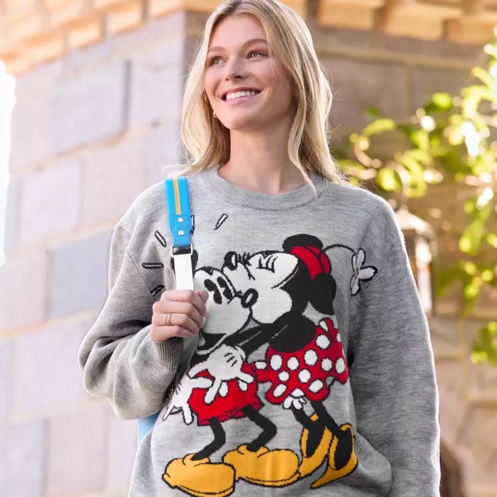 Disney Gray Knit Sweater with Mickey and Minnie